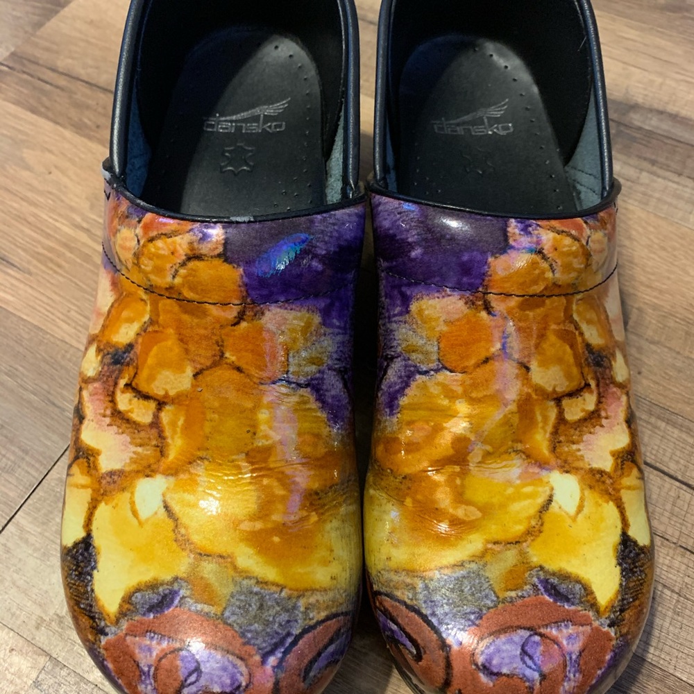 Floral DANSKO Professional Clogs Orange and Purple